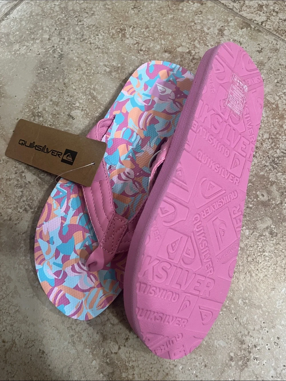 Roxy Quiksilver Kids Pink Flip Flops NWT